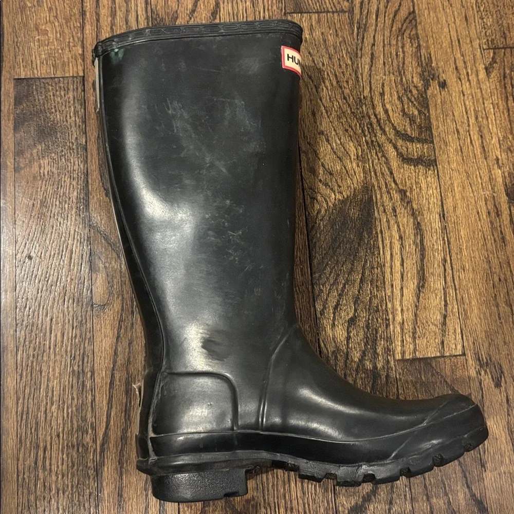 Hunter original Black Gloss Knee-High Rain Boots with Buckle size 4M/5F